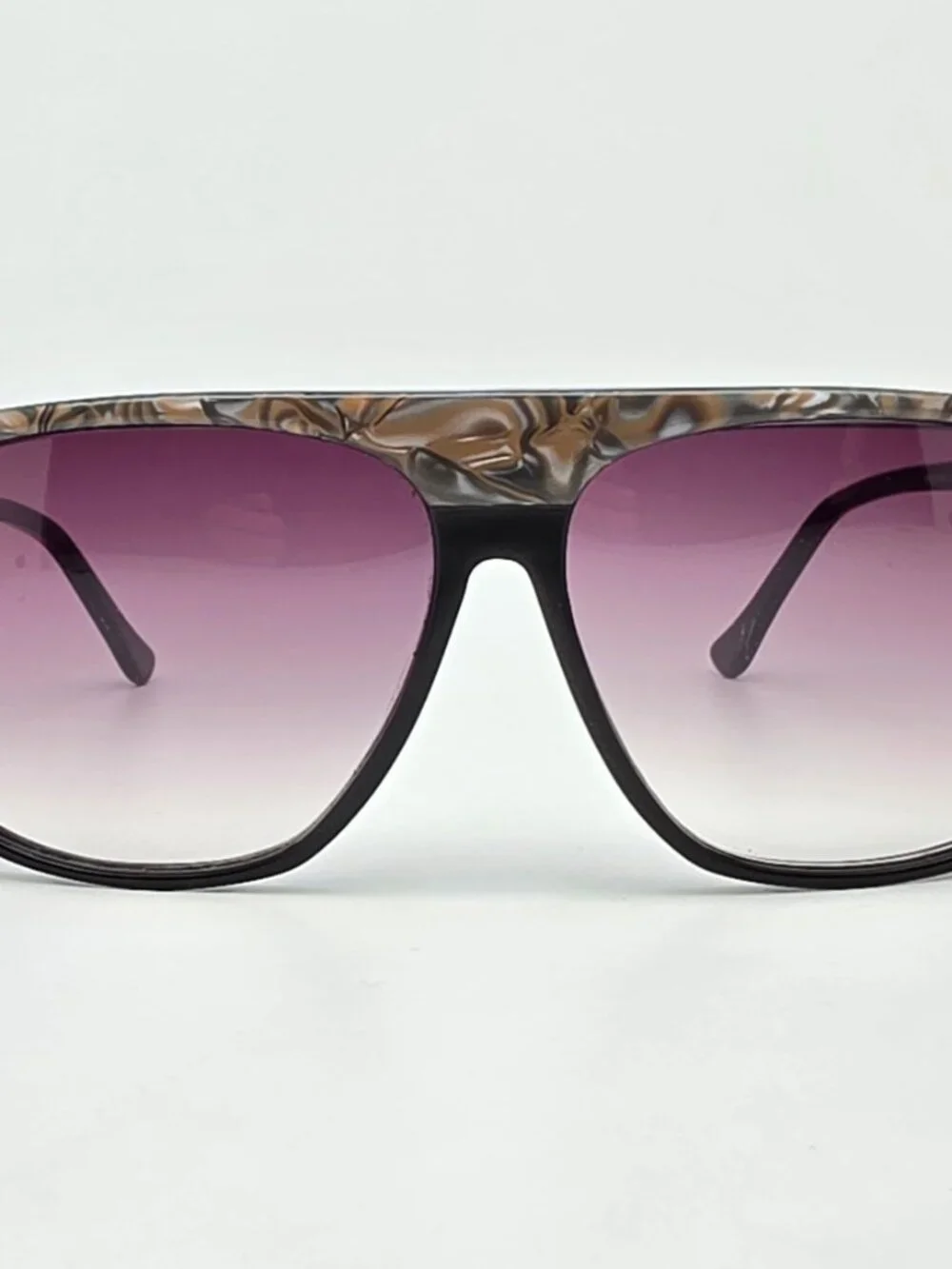 California Sunset Pearl Brow Black Frame Purple Gradient Lens Sunglasses 61mm